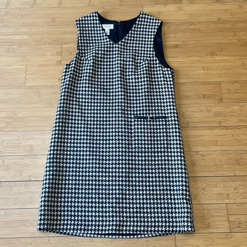 TALBOTS100% Wool Houndstooth Dress Lined Sleeveless sleeveless  dress